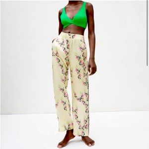 Zara Watercolor Floral Satin Pant